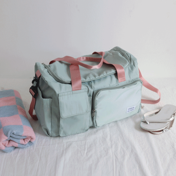 민트 여행용 보스턴백 다용도 포켓 캐리어 결합 보조가방 (3color)